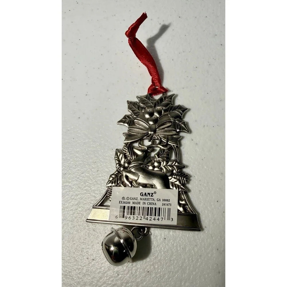 Ganz Christmas Ornament Bell Holly Reindeer Design “Very Special Grandson”